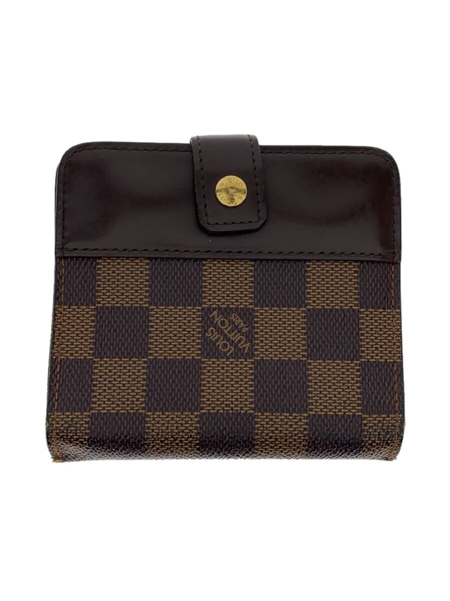 乐天商城 - 【中古】LOUIS VUITTON◆コンパクト・ジップ_ダミエ・エベヌ/PVC/BRW/レディース【服飾雑貨他】