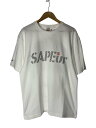 【中古】A Elegantes SAPEur◆24SS/MASATOSHI HAMADA/印鑑LOGO TEE/Tシャツ/L/コットン/WHT/プリント【メンズウェア】