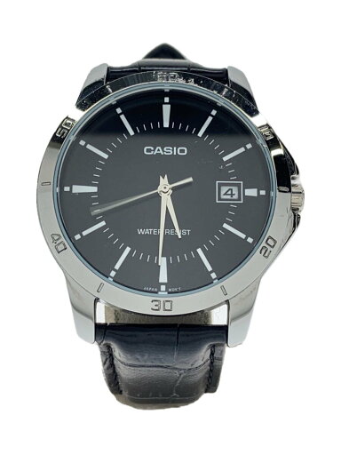 【中古】CASIO◆クォーツ腕時計/アナログ/レザー/BLK/BLK/MTP-V004【服飾雑貨他】 【中古】CASIO◆クォーツ腕時計/アナログ/レザー/BLK/BLK/MTP-V004【服飾雑貨他】