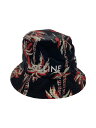 【中古】CELINE◆23SS/パームツリー/バケットハット/L/ナイロン/BLK/総柄/メンズ【服飾雑貨他】