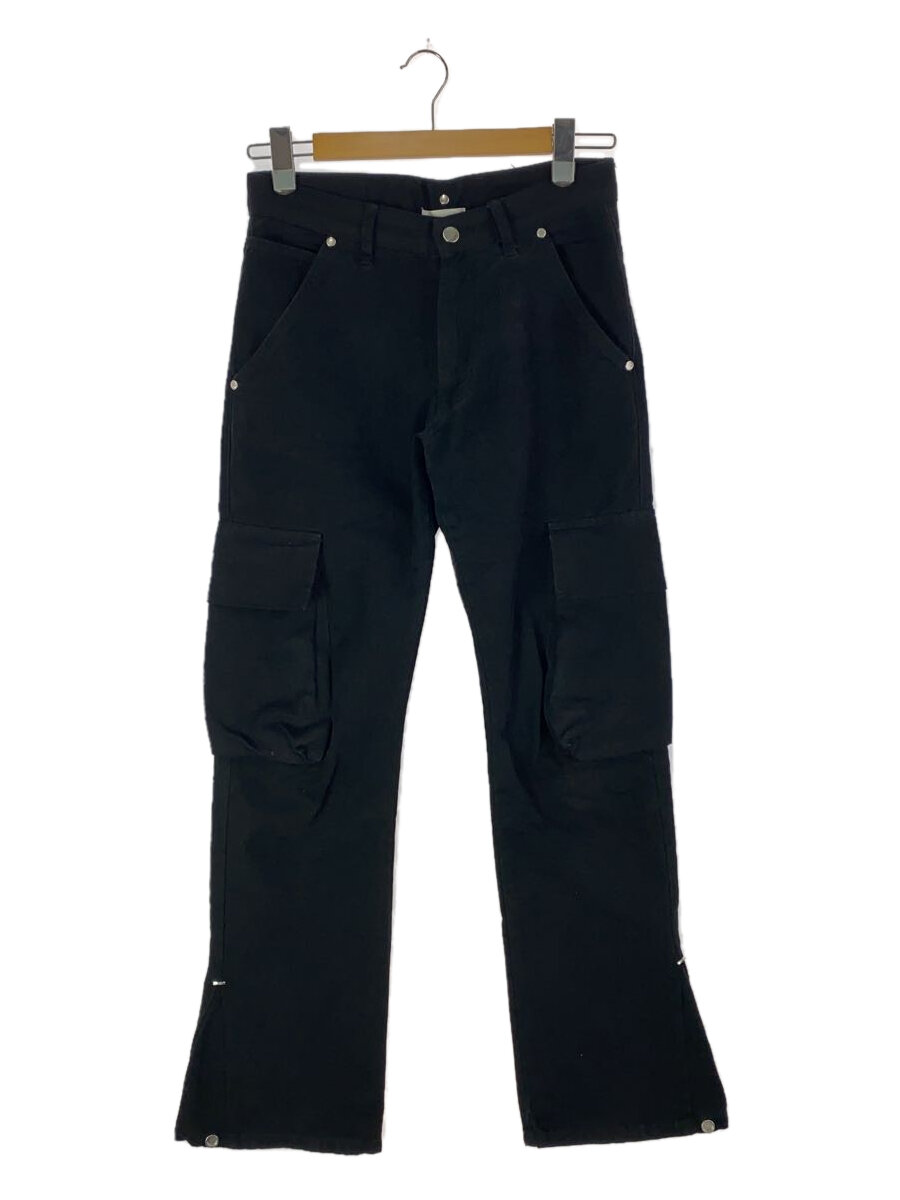 【中古】ASKYURSELF◆裾フレア/使用感有/カーゴパンツ/29/コットン/BLK【メンズウェア】