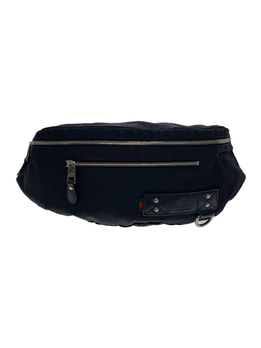 【中古】GUCCI◆ウエストバッグ/ナイロン/BLK/ファスナー破れ/金具キズ/全体的にスレ有//【バッグ】