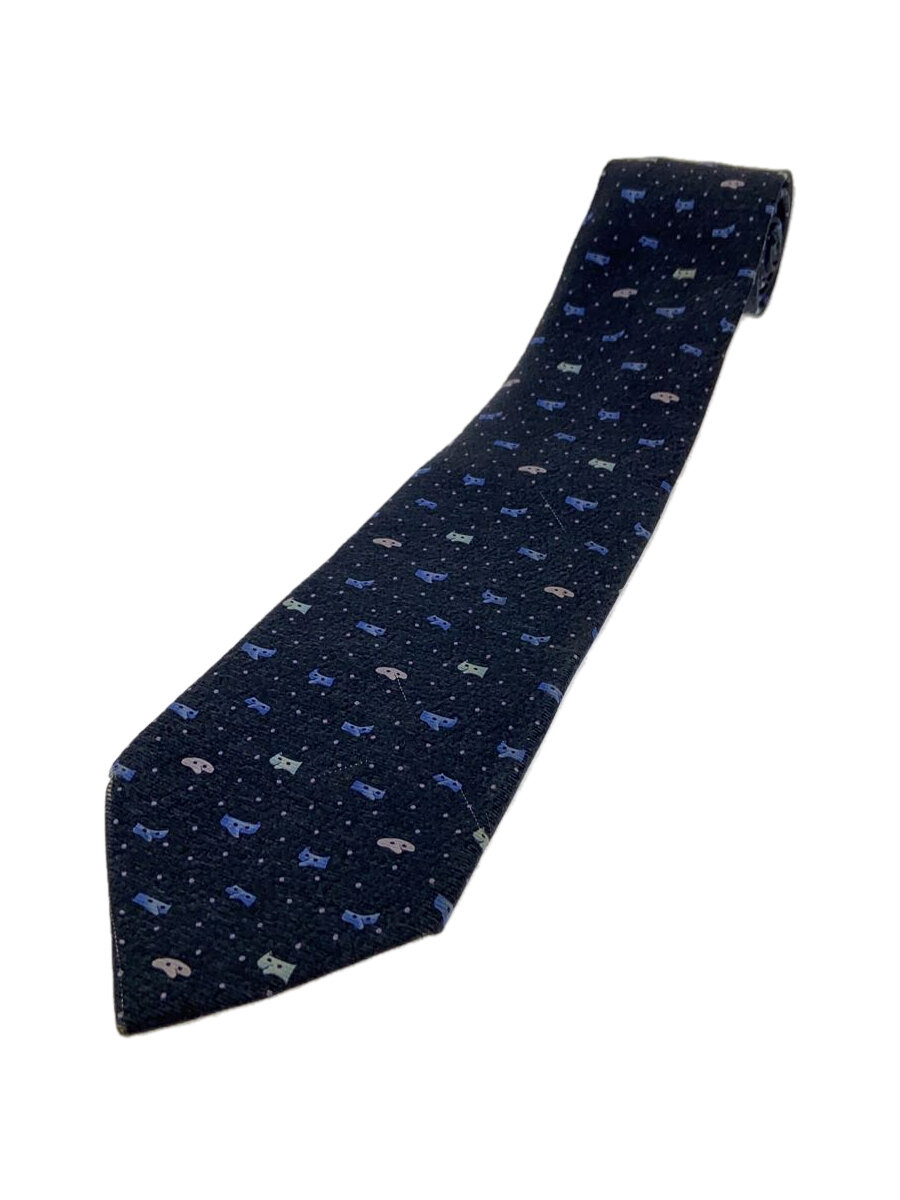 【中古】BVLGARI◆ネクタイ/シルク/BLK/総柄/メンズ【服飾雑貨他】