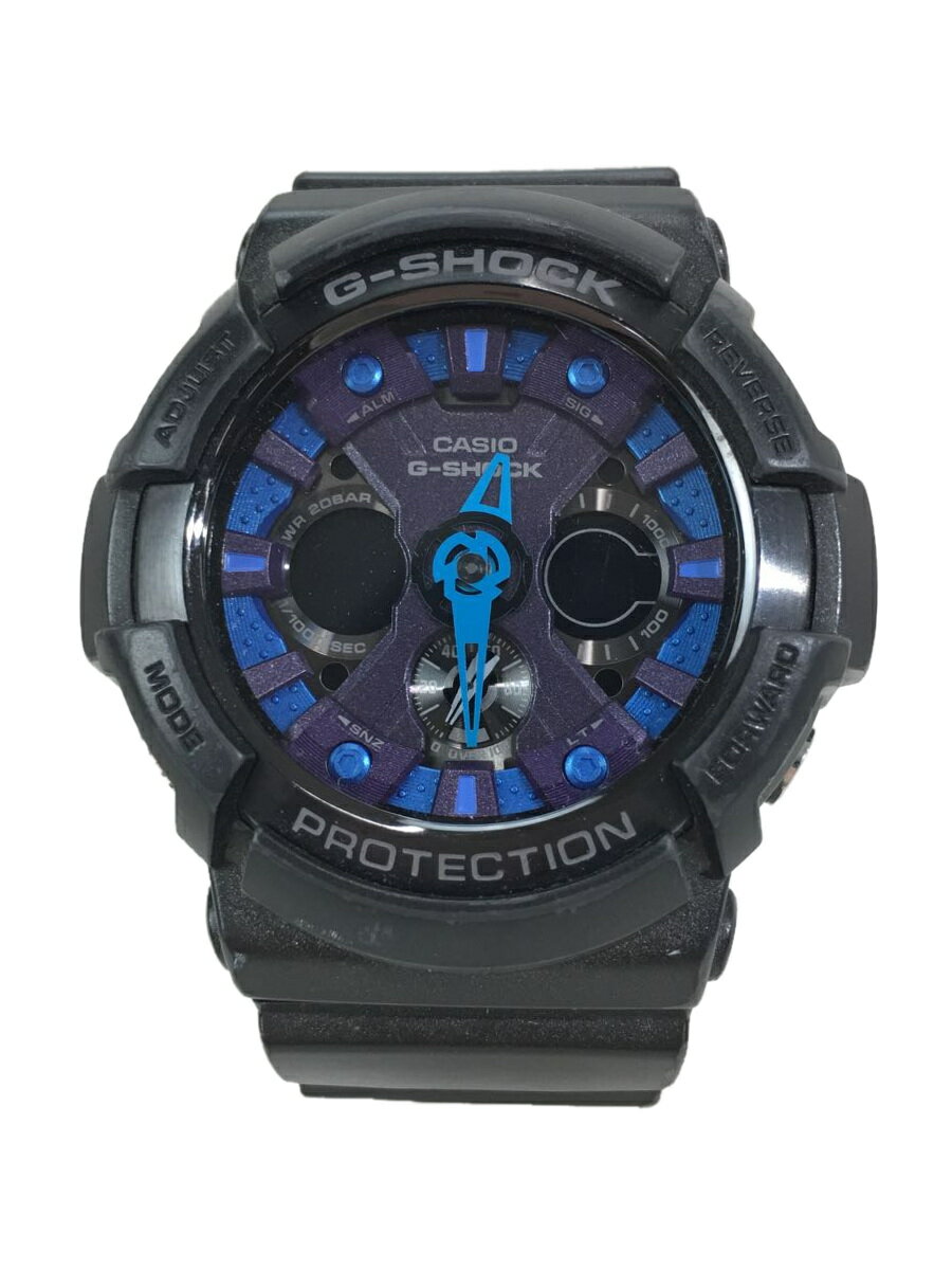 【中古】CASIO◆クォーツ腕時計・G-SHOCK/デジアナ/ラバー/BLK/BLK/GA-200SH-2AJF【服飾雑貨他】