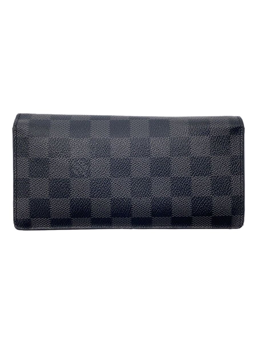 【中古】LOUIS VUITTON◆ポルト・フォイユ・ブラザ_ダミエ・アンフィニ/レザー/BLK/メンズ//【服飾雑貨他】