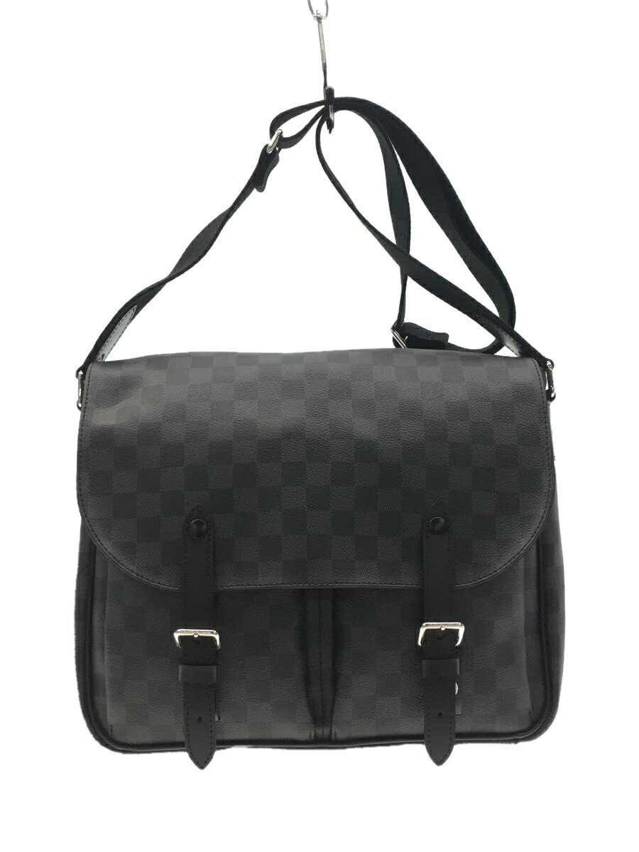 【中古】LOUIS VUITTON◆クリストファー・メッセンジャー_ダミエ・グラフィット_BLK/PVC/BLK【バッグ】