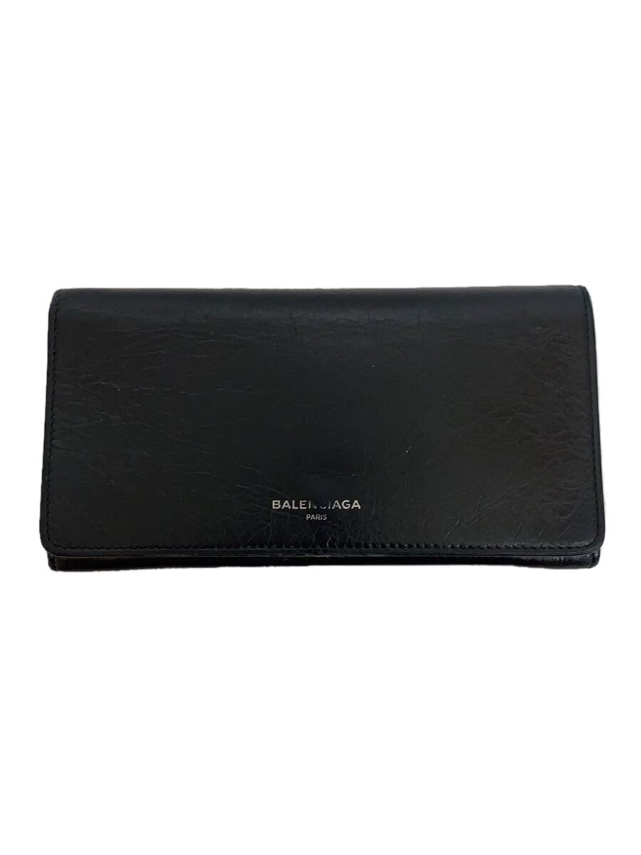 【中古】BALENCIAGA◆542008/長財布/レザー/BLK/無地/メンズ【服飾雑貨他】