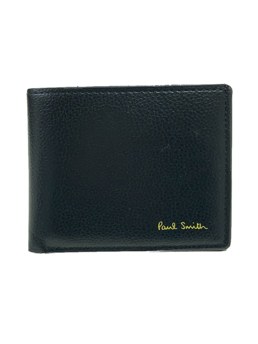 【中古】Paul Smith◆2つ折り財布/レザー/BLK/無地/メンズ【服飾雑貨他】