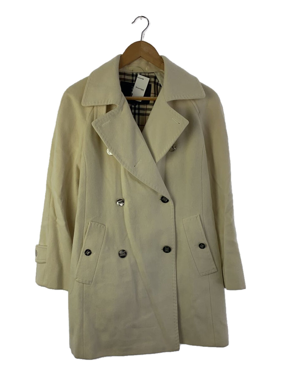 【中古】BURBERRY LONDON◆ピーコート/40/アンゴラ/WHT/無地/FN022-870-02【レディースウェア】