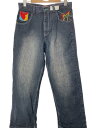 【中古】PIKO◆90s~00s/Y2K/バギーストレートデニムパンツ/size:W34×L32/コットン/BLK/無地【メンズウェア】