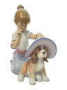【中古】Lladro◆インテリア雑貨/010.06862/おめかししようね/リヤドロ/陶器/犬/少女【インテリア小物・日用雑貨】