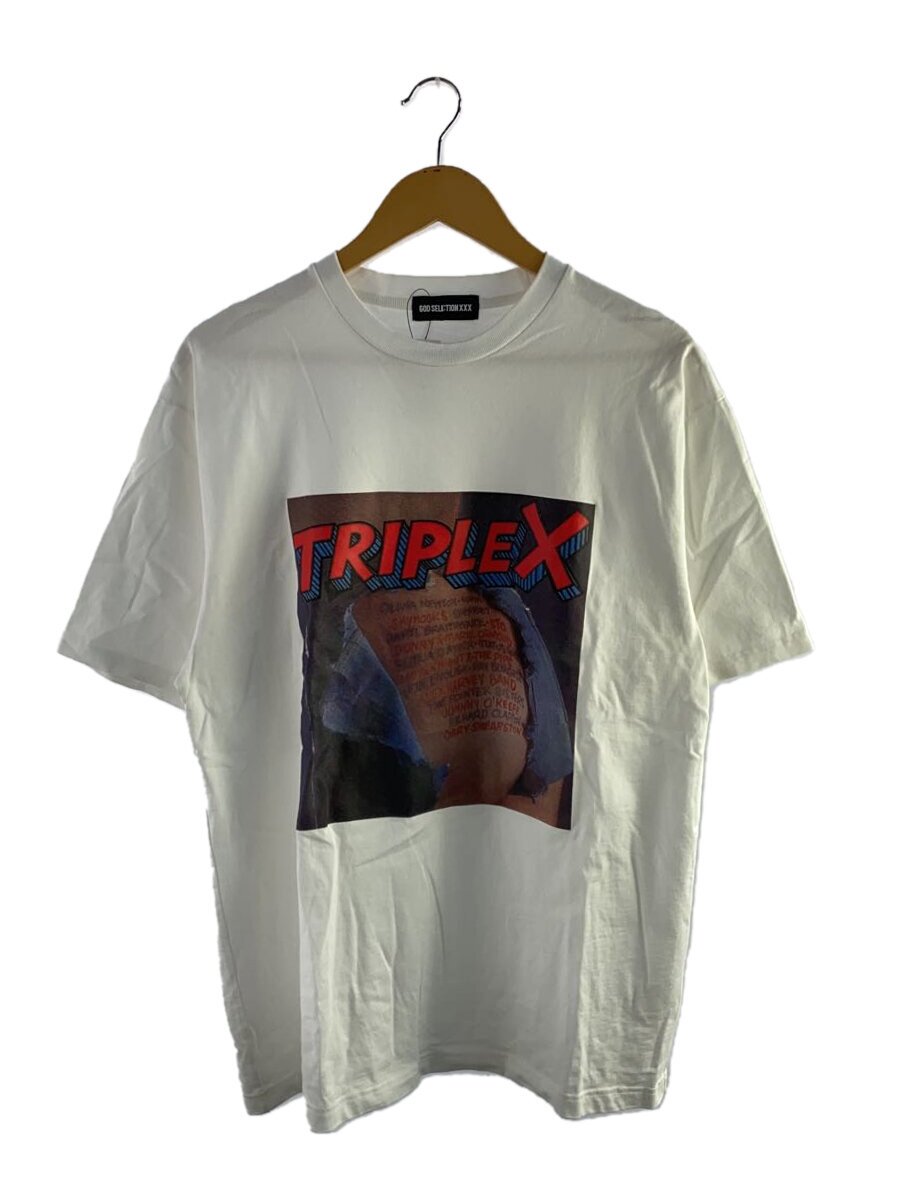 【中古】GOD SELECTION XXX◆Tシャツ/XL/コットン/WHT/総柄【メンズウェア】