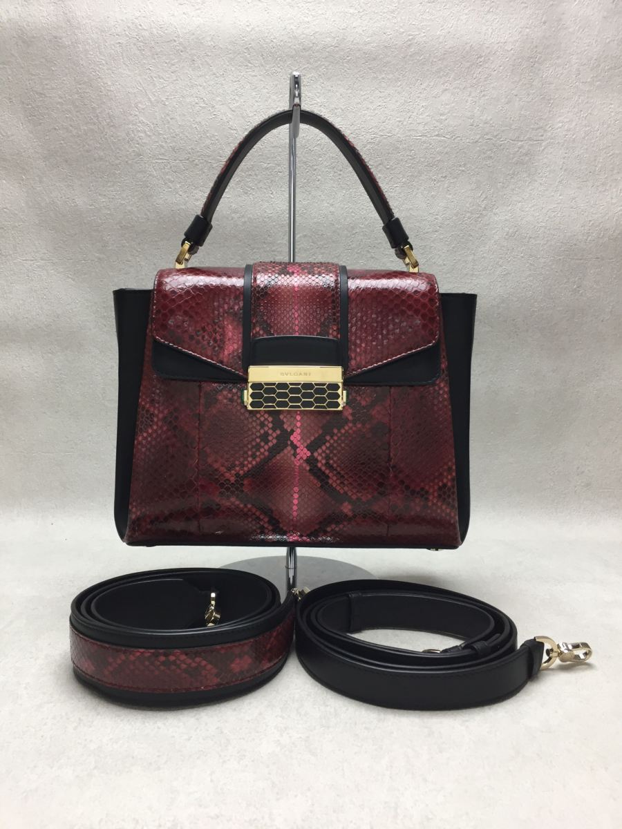 【中古】BVLGARI◆ハンドバッグ/レザー/BRD/パイソン/2WAY/セルオペンティー.ヴァイパー///ショルダーバッグ【バッグ】