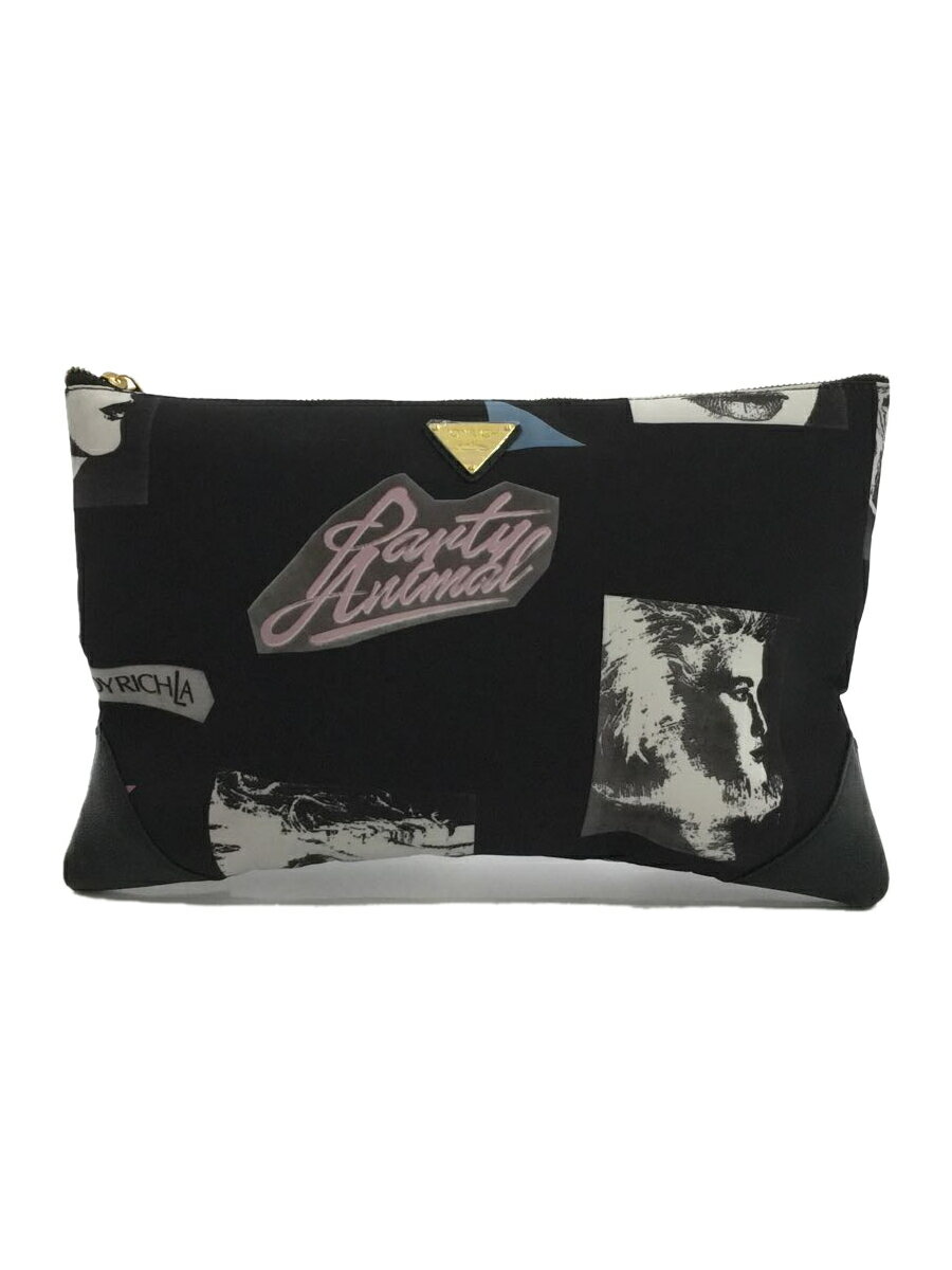 【中古】JOYRICH◆ポーチ/--/BLK/総柄【バッグ】