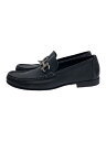 【中古】Salvatore Ferragamo◆CANCUN2/ビットモカシンローファー/ドライビングシューズ/UK7.5/BLK/レザー/ソール劣化【シューズ】