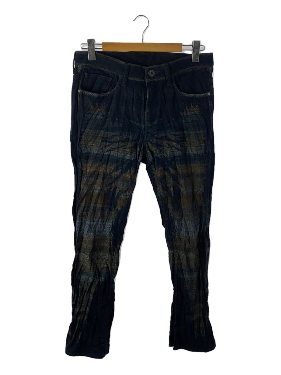 【中古】ISSEY MIYAKE MEN◆シワ加工/パンツ/ボトム/2/コットン/NVY/総柄/ME43FF141【メンズウェア】
