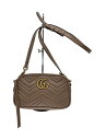 【中古】GUCCI◆チェーンショルダーバッグ_GGマーモント_キルティング/レザー/BEG【バッグ】