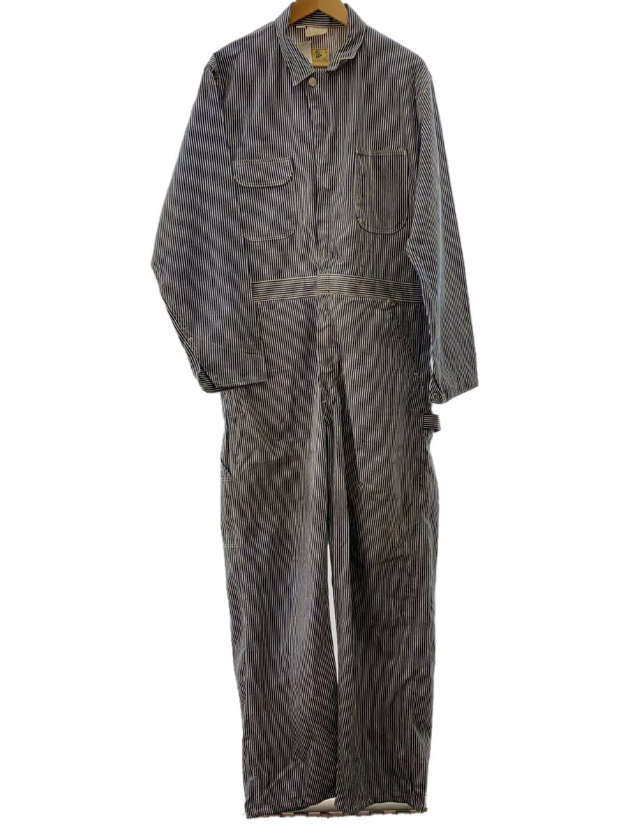 【中古】BLUE BELL◆60s/Wrangler/PRENTICEジップ/オールインワン/42/コットン/IDG/ストライプ/ヒッコリー【メンズウェア】