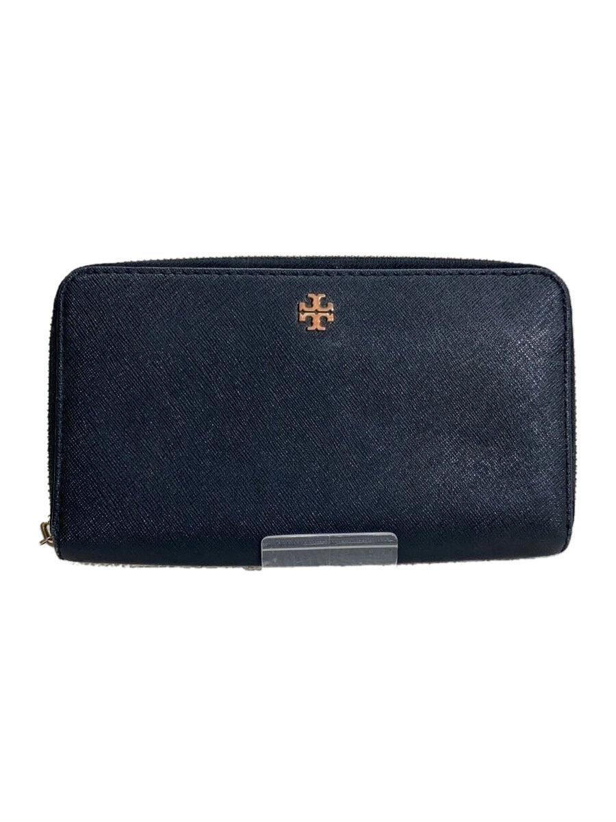 【中古】TORY BURCH◆長財布/レザー/BLK/無地/メンズ/10005608【服飾雑貨他】