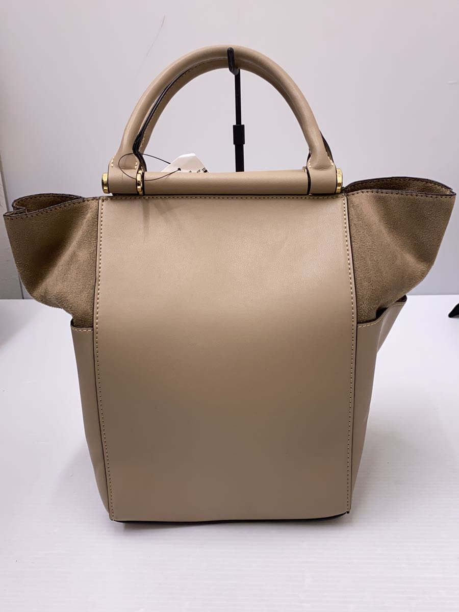 【中古】UNITED ARROWS green label relaxing◆ハンドバッグ/レザー/BEG/無地【バッグ】