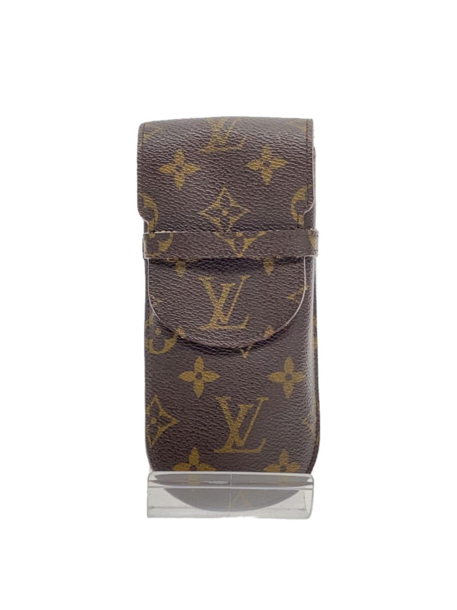 【中古】LOUIS VUITTON◆エテュイ・スティロ_モノグラム・キャンバス_BRW/レザー/BRW/メンズ/M62990【服飾雑貨他】