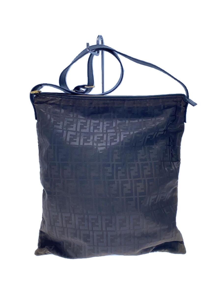 FENDI - 【中古】FENDI◆2WAY/オールド/ズッカ/ショルダーバッグ/トートバッグ/裏地レザー/ナイロン/BRW【バッグ】
