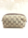 【中古】GUCCI◆ポーチ_GGキャンバス/キャンバス/BRW【バッグ】