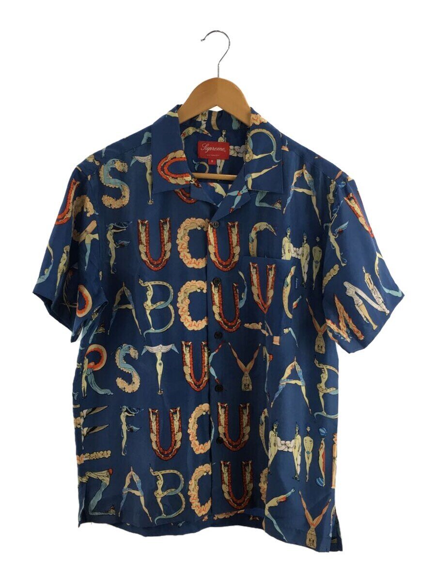 Supreme◆アロハシャツ/S/シルク/BLU/総柄/18SS/Alphabet Silk Shirt//