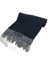 【中古】FENDI◆ロゴ/マフラー/ウール/BLK/無地/メンズ【服飾雑貨他】