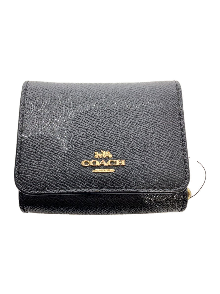 【中古】COACH◆3つ折り財布/レザー/BLK/レディース【服飾雑貨他】