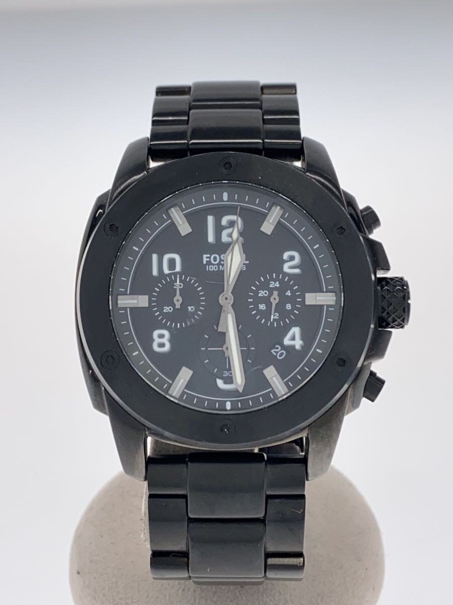 【中古】FOSSIL◆クォーツ腕時計/アナログ/ステンレス/BLK/BLK/FS4927//【服飾雑貨他】