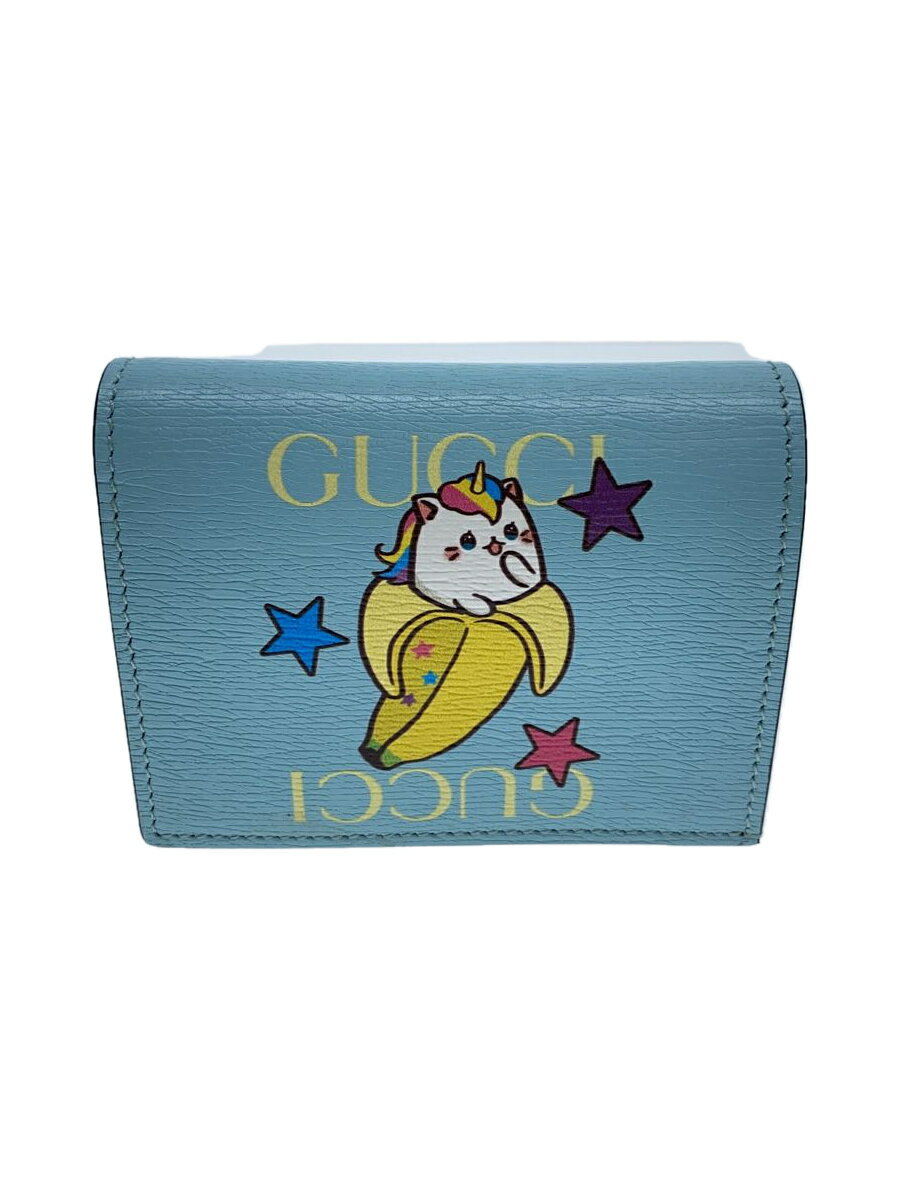 【中古】GUCCI◆財布/レザー/BLU/レディース/ブルー/ばなにゃ/【服飾雑貨他】