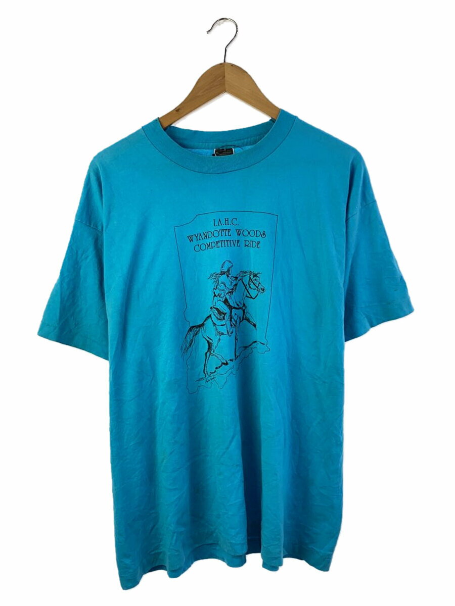 【中古】FRUIT OF THE LOOM◆Tシャツ/XL/コットン/BLU/無地【メンズウェア】