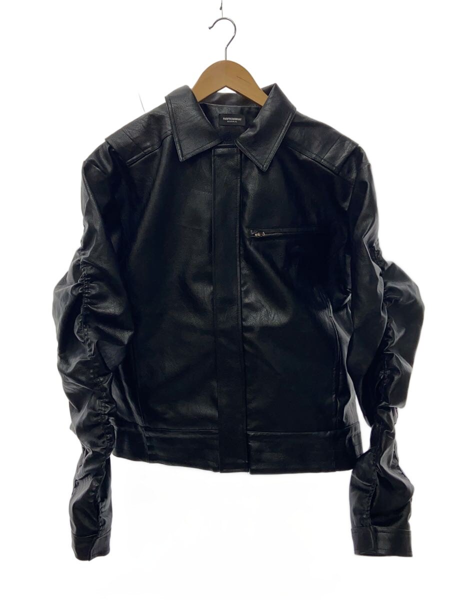 FAR FROM WHAT◆3/FAR FAUX LEATHER PUCKERING JACKET
