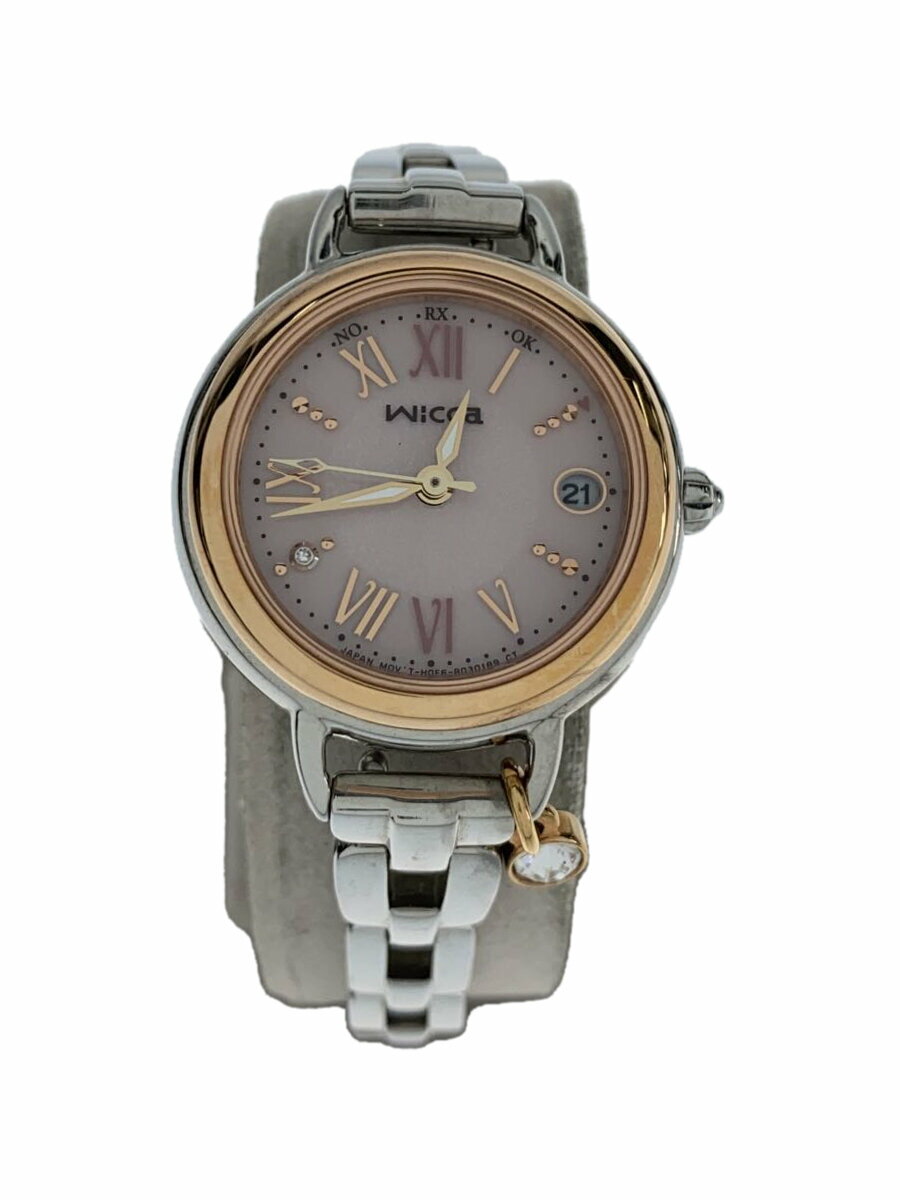 【中古】CITIZEN◆Wicca/ソーラー腕時計/アナログ/ステンレス/PNK/SLV【服飾雑貨他】