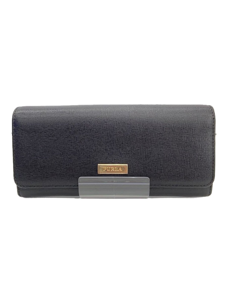 【中古】FURLA◆財布/レザー/BLK/無地/