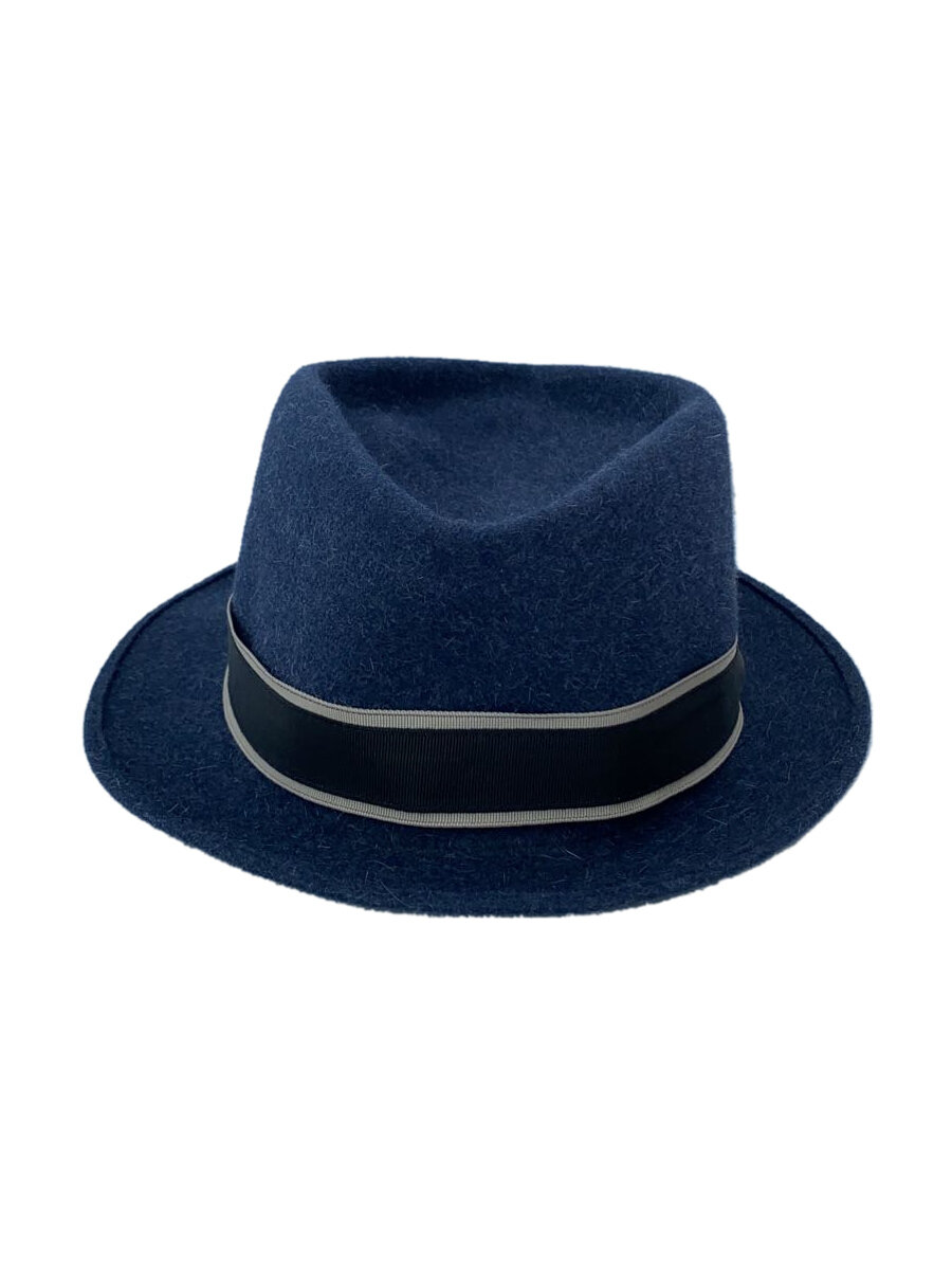 【中古】Borsalino◆中折れフェルトハット/size:7 1/8/頭周り58/ウール/NVY/無地/メンズ/0411【服飾雑貨他】