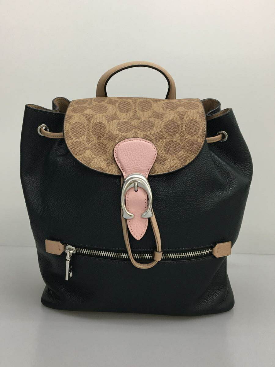 【中古】COACH◆イーヴァー カラーブロック シグネイチャーキャンバス バックパック/リュック/レザー/グリーン/4149【バッグ】