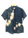 yÁzStory mfg.Short Sleeve Block Print Shore Shirt/Vc/S/Rbg/NVYyYEFAz