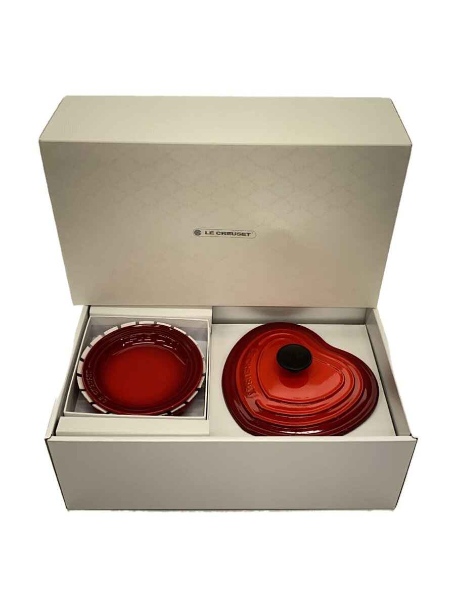 【中古】LE CREUSET◆鍋/RED/4110101142SET【キッチン用品】