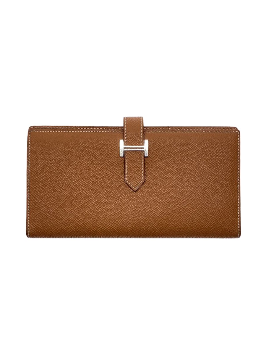 【中古】HERMES◆ベアンスフレ/B刻印/2023年製造/長財布/レザー/BRW/無地/メンズ//【服飾雑貨他】