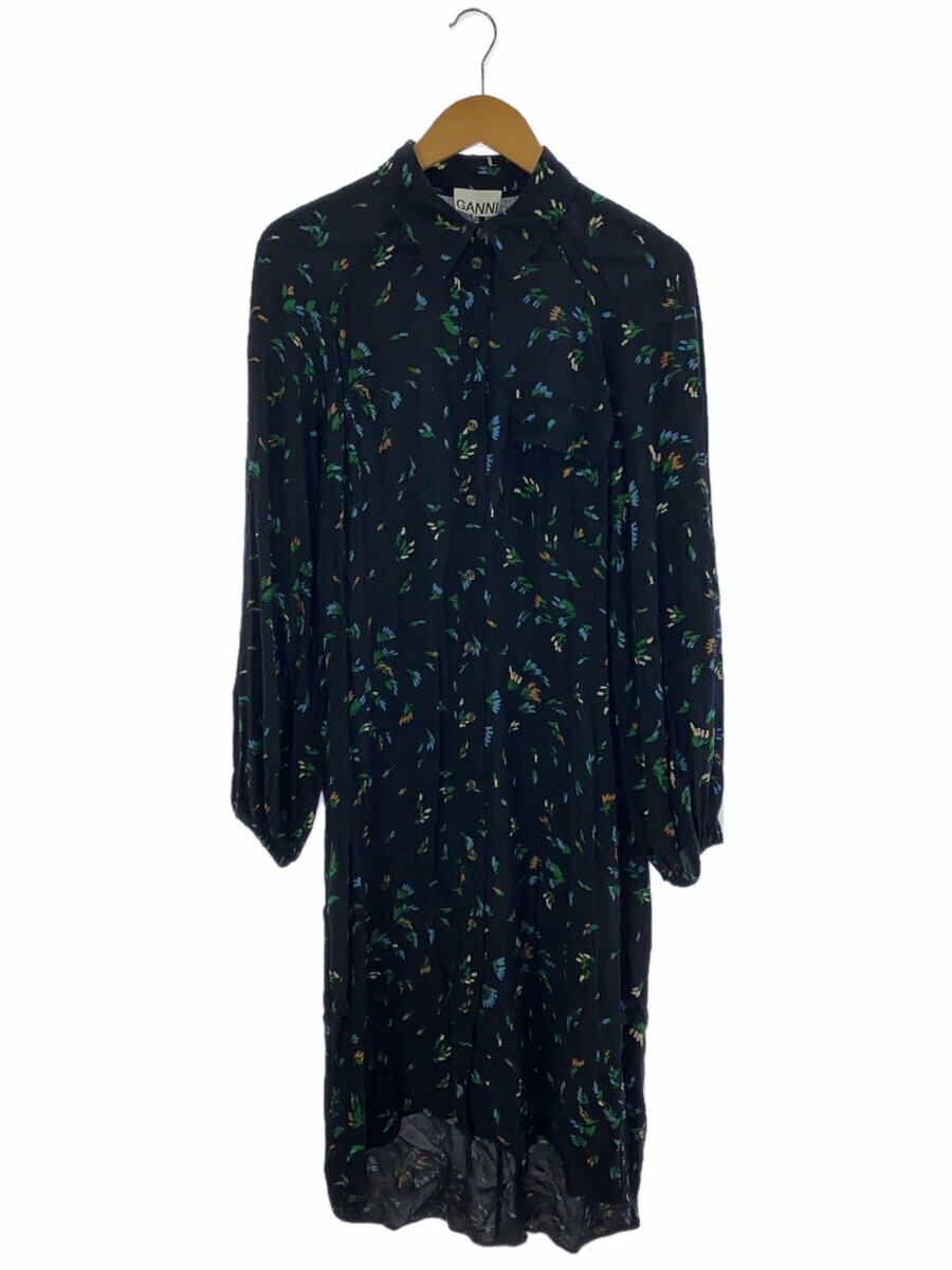 【中古】GANNI◆長袖ワンピース/36/レーヨン/BLK【レディースウェア】