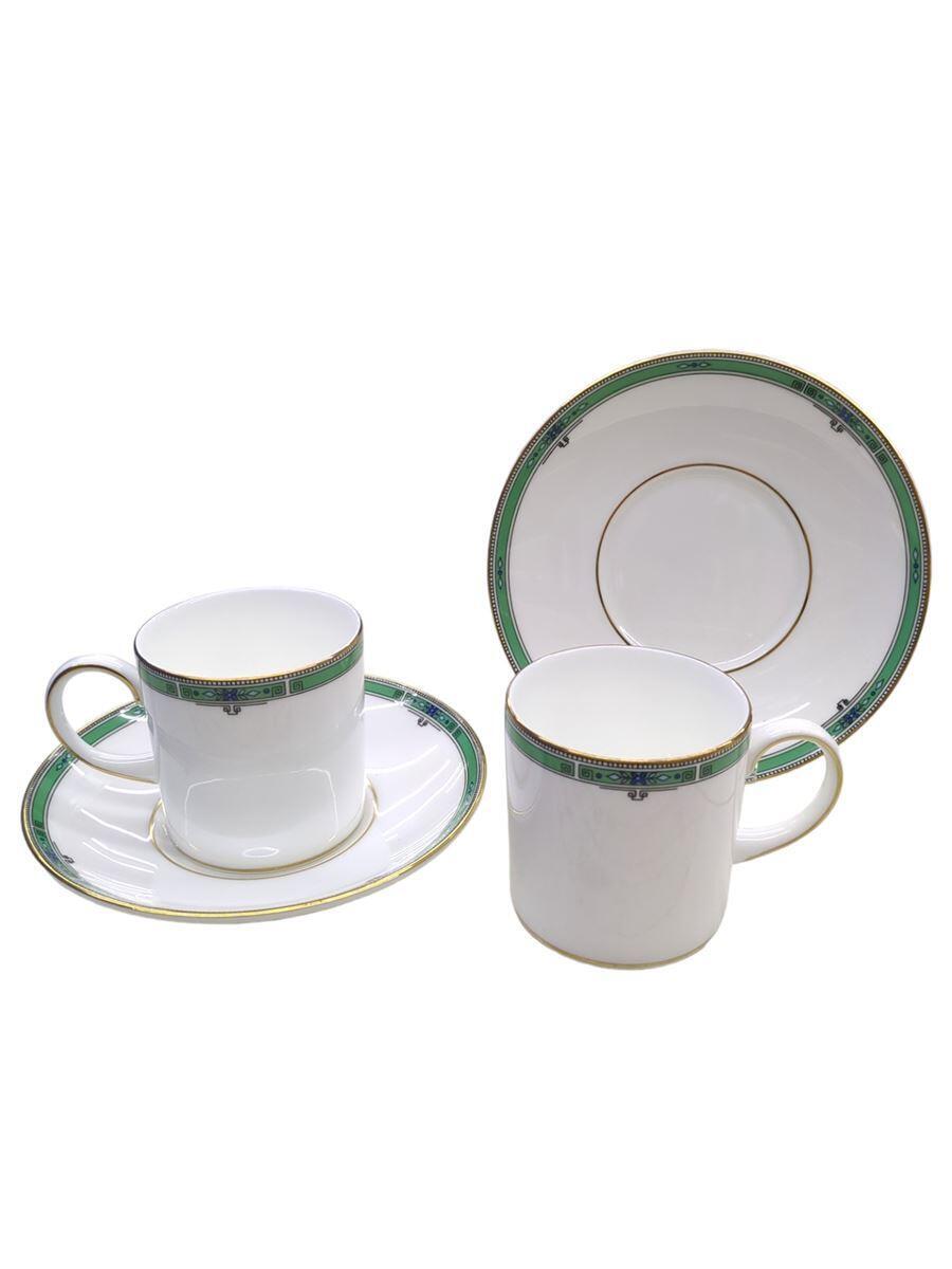 【中古】WEDGWOOD◆JADE/カップ&ソーサー(キャン)/黒壺刻印/2客/WHT【キッチン用品】