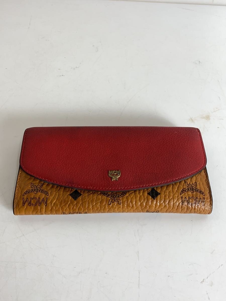【中古】MCM◆長財布/レザー/RED/総柄/レディース【服飾雑貨他】