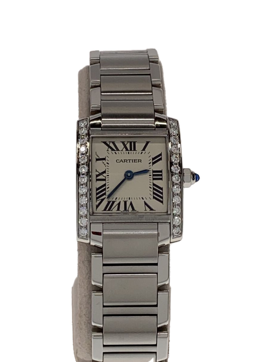 【中古】Cartier◆タンクフラセーズSM/W4TA0008/クォーツ腕時計/アナログ/ステンレス/WHT/SLV【服飾雑貨他】