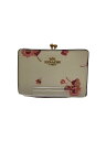 【中古】COACH◆2つ折り財布/レザー/CRM/花柄/レディース/C8737【服飾雑貨他】
