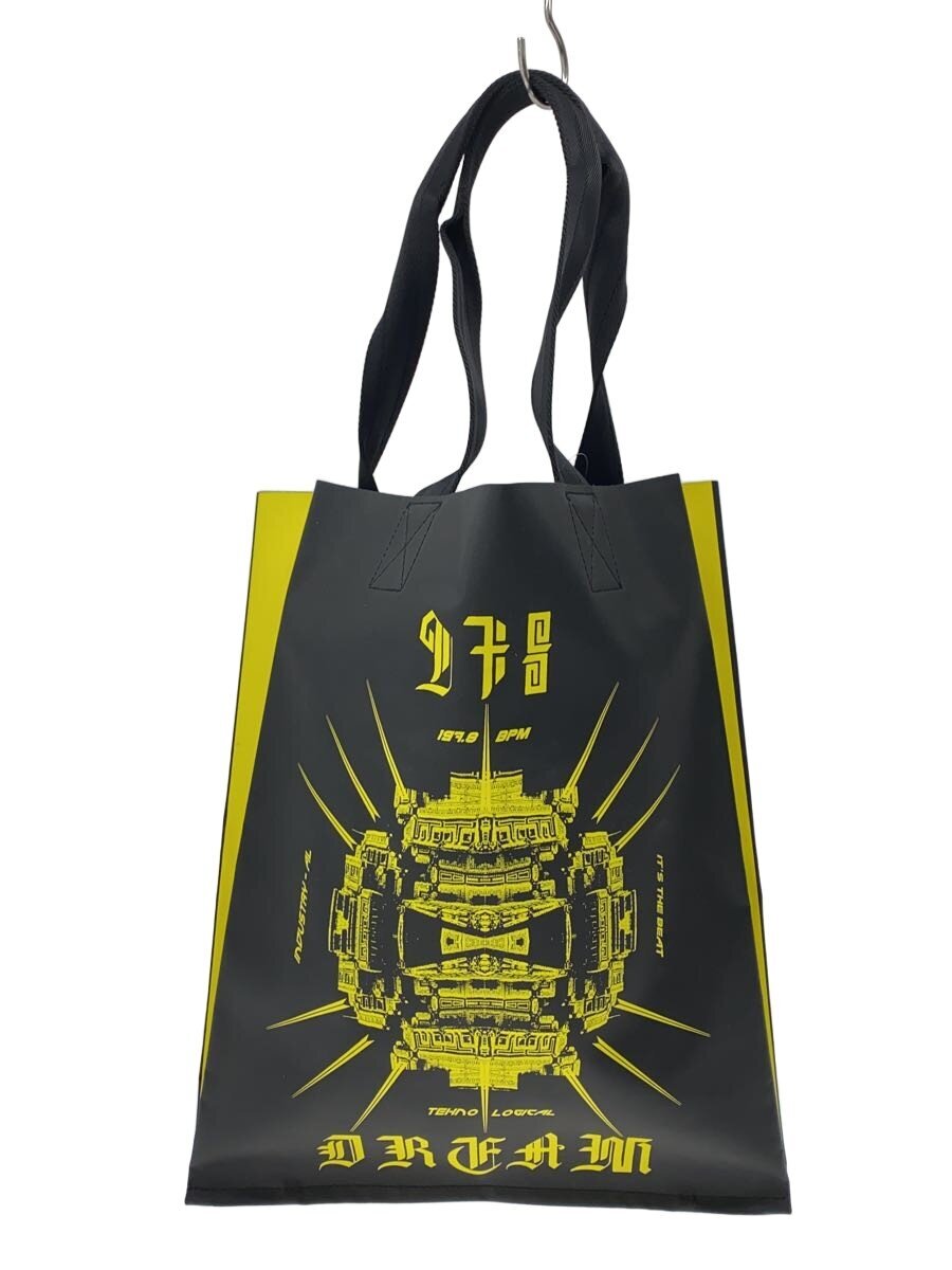 【中古】DIESEL◆トートバッグ/エナメル/BLK/プリント/イエロー【バッグ】