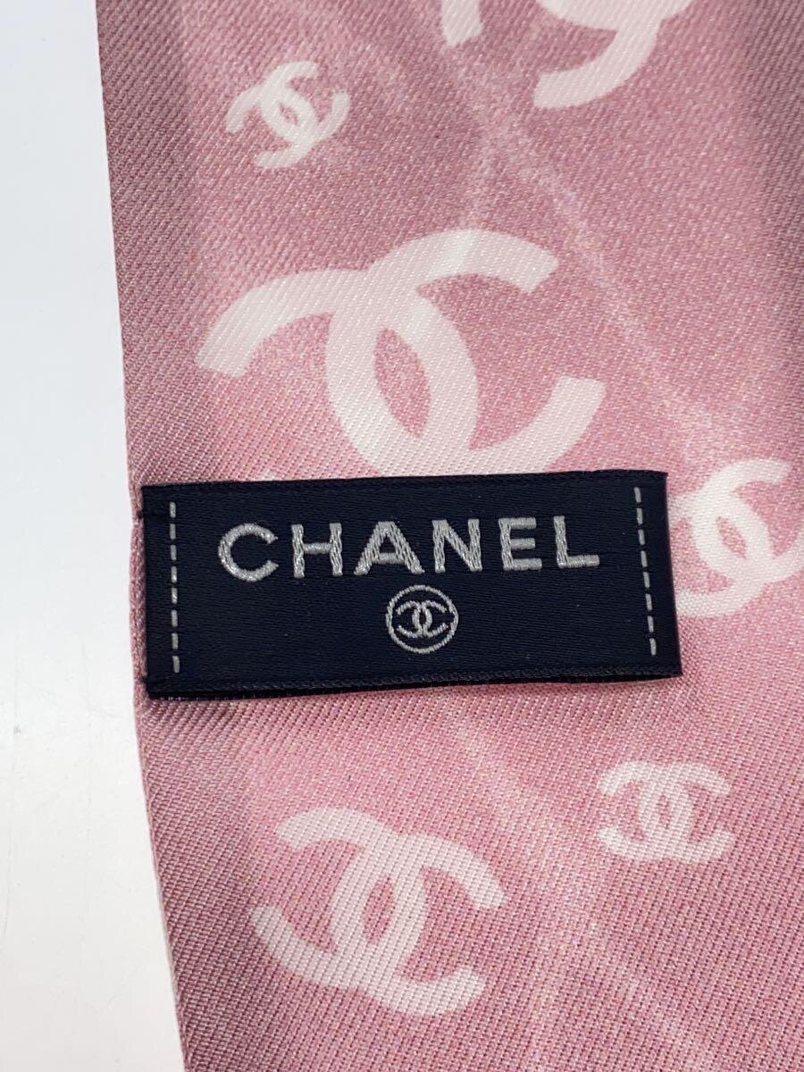 【中古】CHANEL◆23SS/ツイルスカーフ/ヘアバンド/シルク/ピンク/総柄/レディース【服飾雑貨他】