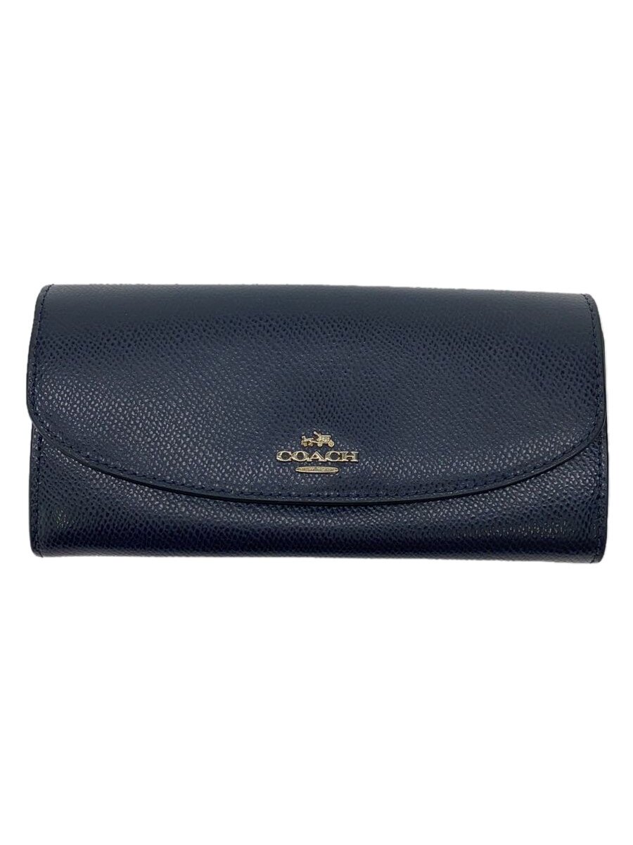 【中古】COACH◆長財布_オールレザー/レザー/NVY/レディース【服飾雑貨他】