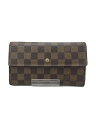 【中古】LOUIS VUITTON◆ポルト・トレゾールインターナショナル_ダミエ・エベヌ_BRW/PVC/BRW/総柄/メンズ【服飾雑貨他】